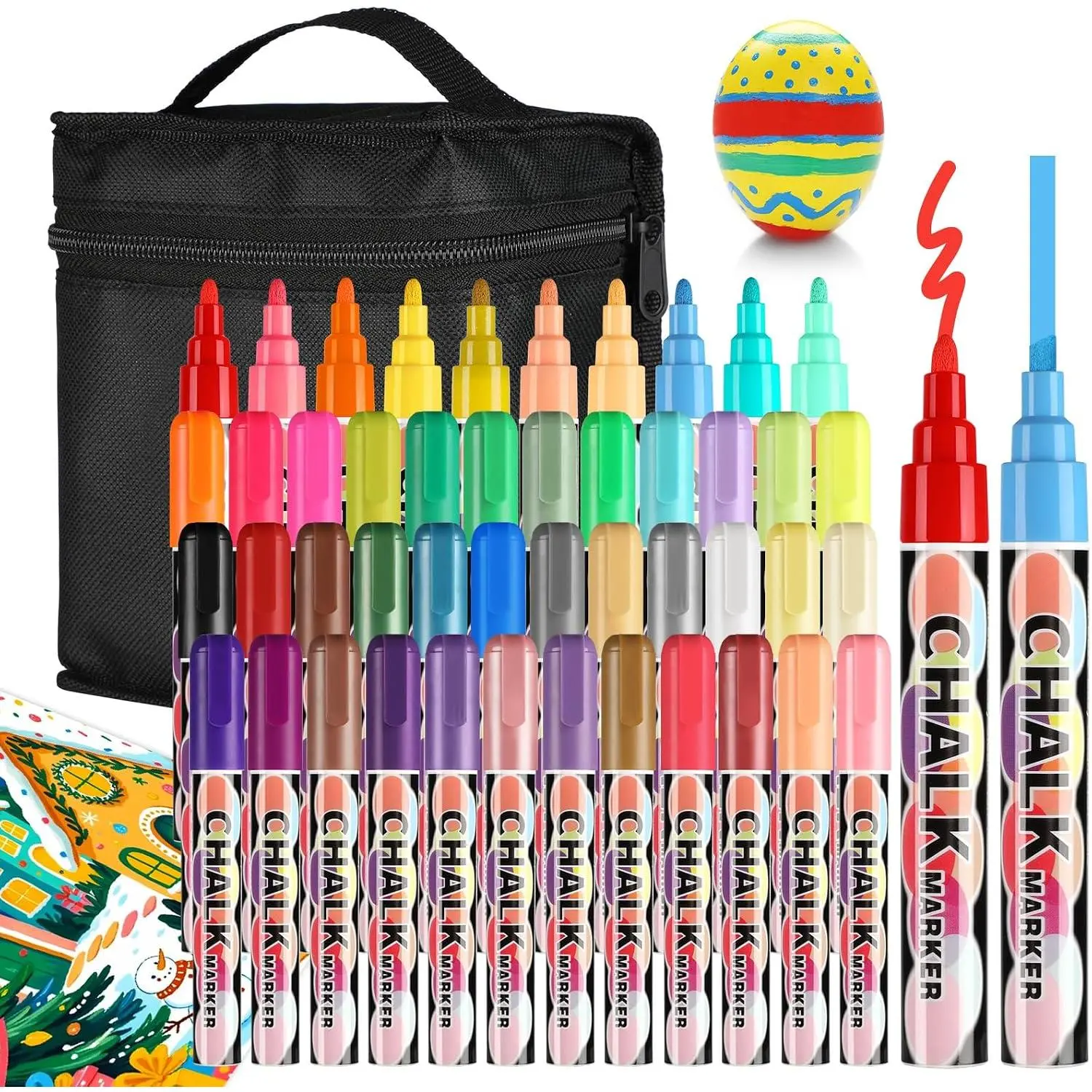 46 Colors 6MM Liquid Chalk Markers,  Pen for Blackboards  | Dry Erase Christmas Pen for Chalkboards Windows Glass, Reversible Tip Washable Wet Erase Neon Marker for School Bistro Poste