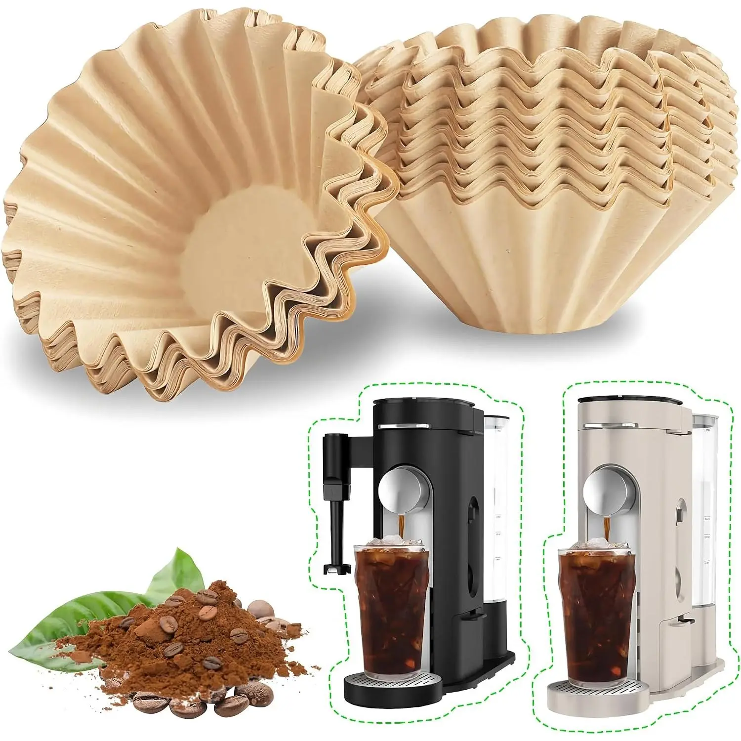 Disposable Coffee Filters for  PB051 PB041 Pods and Grounds Single Serve Coffee Maker, 150 count Coffee Paper Filter for  Coffee Maker, Unbleached