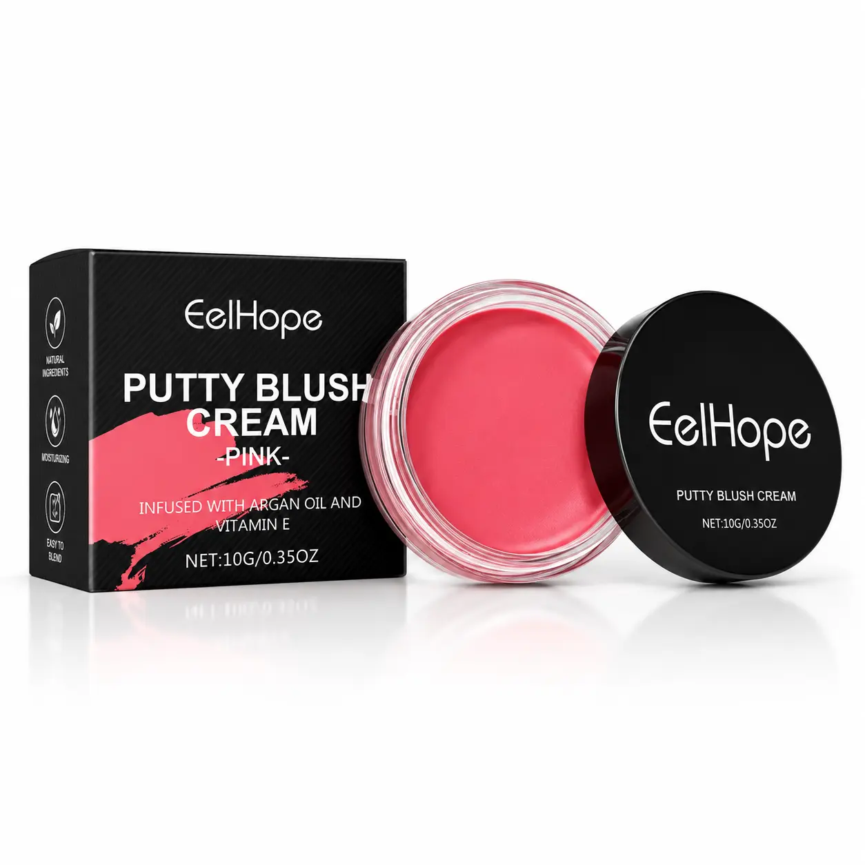 Pink Blush Clay Cosmetic Cheek Palette - Velvet Matte Monochrome, High-Pigmented, Lightweight, Smooth Cream, Flawless Hydrating Hyaluronic Formula, Blends Easily, Radiant Face Makeup