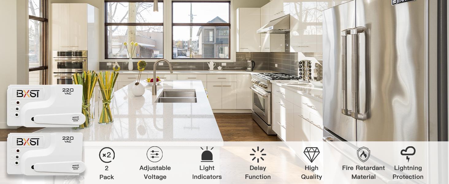 Wiring Protector, Voltage,Suppressor Protector with Protected Light Indicators for Refrigerator/TV/Air Conditioning/Computer and Home Appliances, 220V 3520W-2Pack