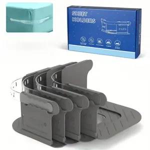 4-Pack Bed Sheet Holders  - Heavy-Duty PP Plastic Adjustable Corner Grips, Fit for All Mattress Sizes, Secure Sheet Straps for Wrinkle-Free & Tidily Made Bedding, Easy Installation (No Tools), Durable Bedding (Mixed Colors)