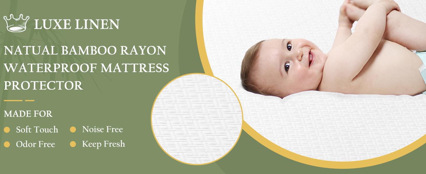 Queen Size Waterproof Mattress Protector Viscose Derived from Bamboo, Soft Mattress Cover Fitted with Deep 8"-21", Breathable Noiseless Mattress Pad, Machine Washable (White)