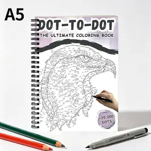 A5 Adult Mystery Dot To Dot Coloring Book, 30 Pages Spiral Bound Premium Thick Paper Single-Sided Print Brain Training Book