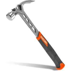 A Man's Tools VANQUISH Framing Hammer 16oz One Piece Forged Curved Claw Hammer with Smooth Face & Shock Reduction Grip, Claw Hammer with Magnetic Nail Holder Side Nail Puller, 0627