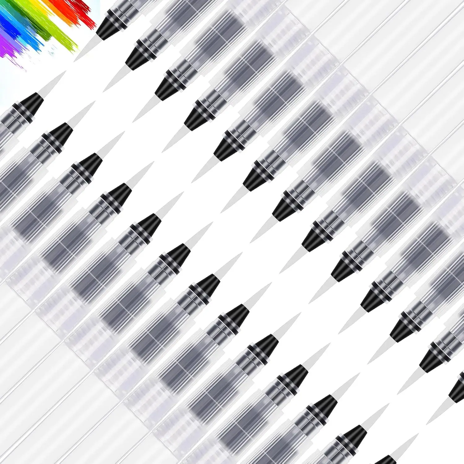 50 count Water Brush Pen Set Watercolor  Pen Water Drawing Pens Artists' Paintbrushes Set for Painting Markers, WaterColor Soluble Markers, Powdered Colors Pigment(2mm Pointed)