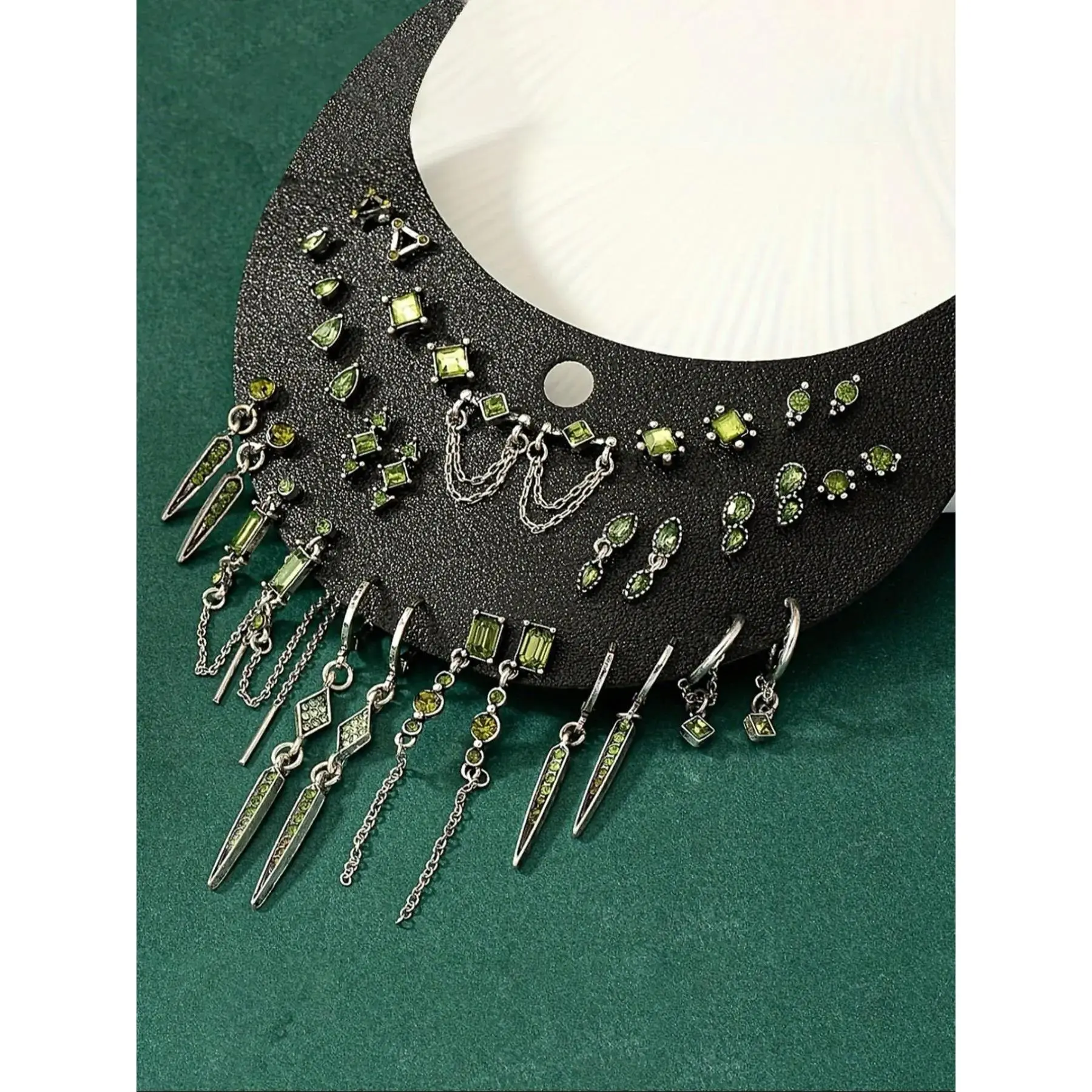 Vintage Punk Style Rhinestone & Chain Decor Earring Stacking Set, High Quality Earrings, Stylish Jewelry, Fashion Jewelry for Party, Daily Clothing Decor, Trendy All-match & Exquisite Jewelry for Birthday Gift, Dangle Earrings Set, Dangling Earrings