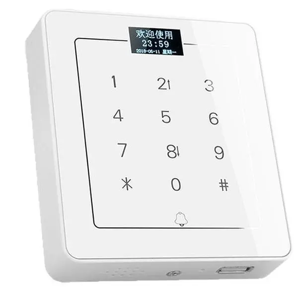 Anti-Tamper Smart Access Controller - 10x10cm Compact Wall-Mounted Office Equipment Part with LCD Screen, High-Sensitive NFC Induction, Anti-Tamper Alert, Integrated Attendance Module, Concise Menu for Indoor, Small Stores, Computers & Office Use