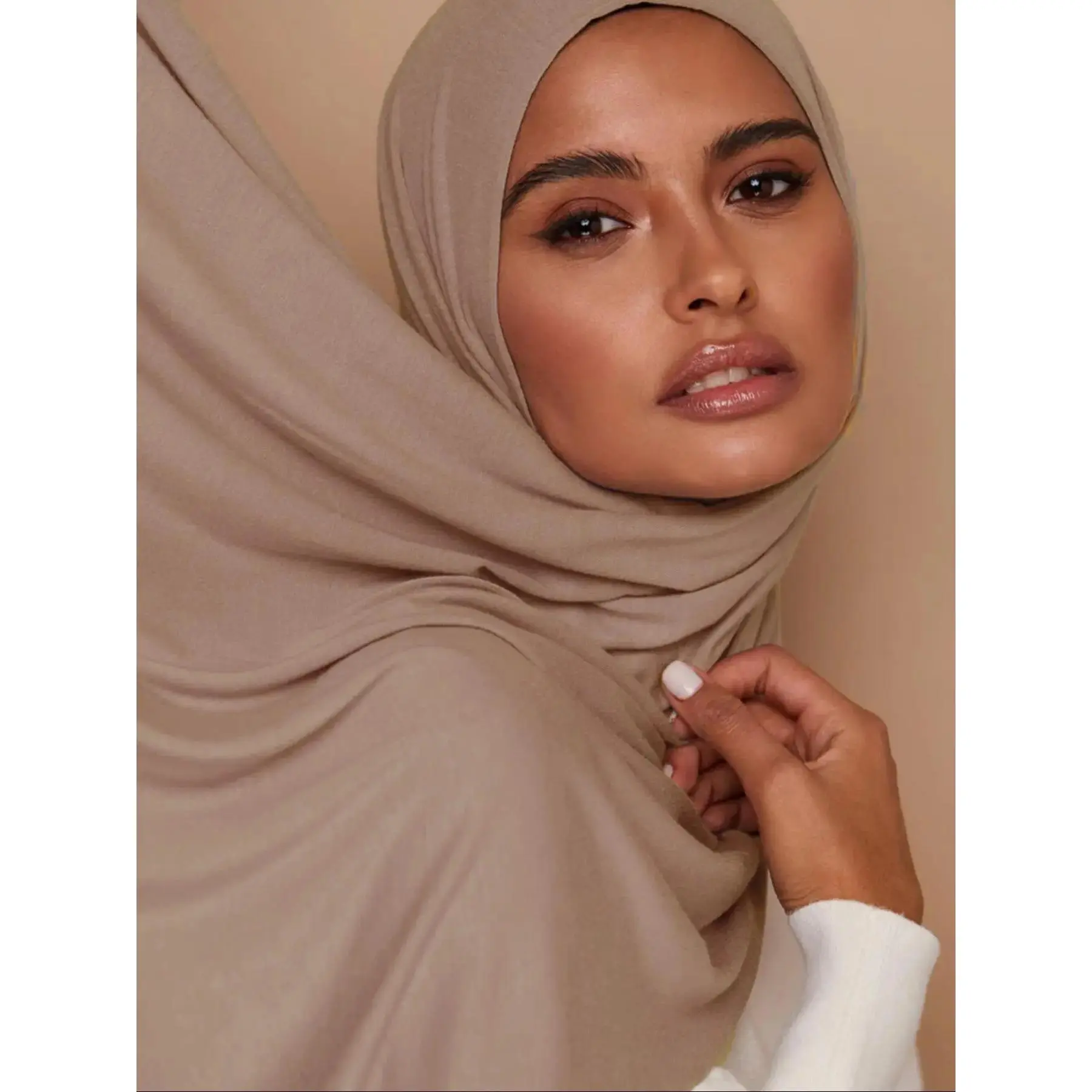 1pcs 165*55cm Jersey Scarf for Women, Soft Casual Muslim Headscarf Cover, Classic Hijab and Veil, Suitable for Any Occasion, All Seasons