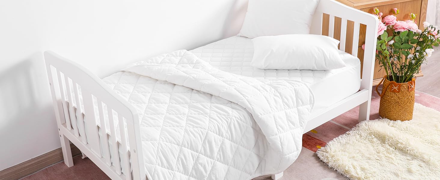 2 Pack Waterproof Crib Mattress Protector, Quilted 28"x52" Toddler Fitted Sheet - Machine Washable - Soft and Breathable Mattress Pad Cover for Crib, Nursery, Daycare, Cot, Black