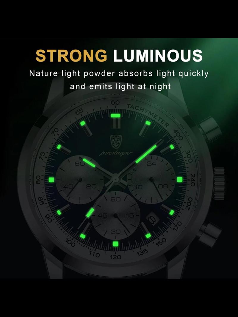Men's Business Fashion Elegant Round Dial Analog Quartz Watch, Waterproof & Luminous Watch for Party, Daily Clothing Decor, Exquisite Watch As Gift without Box