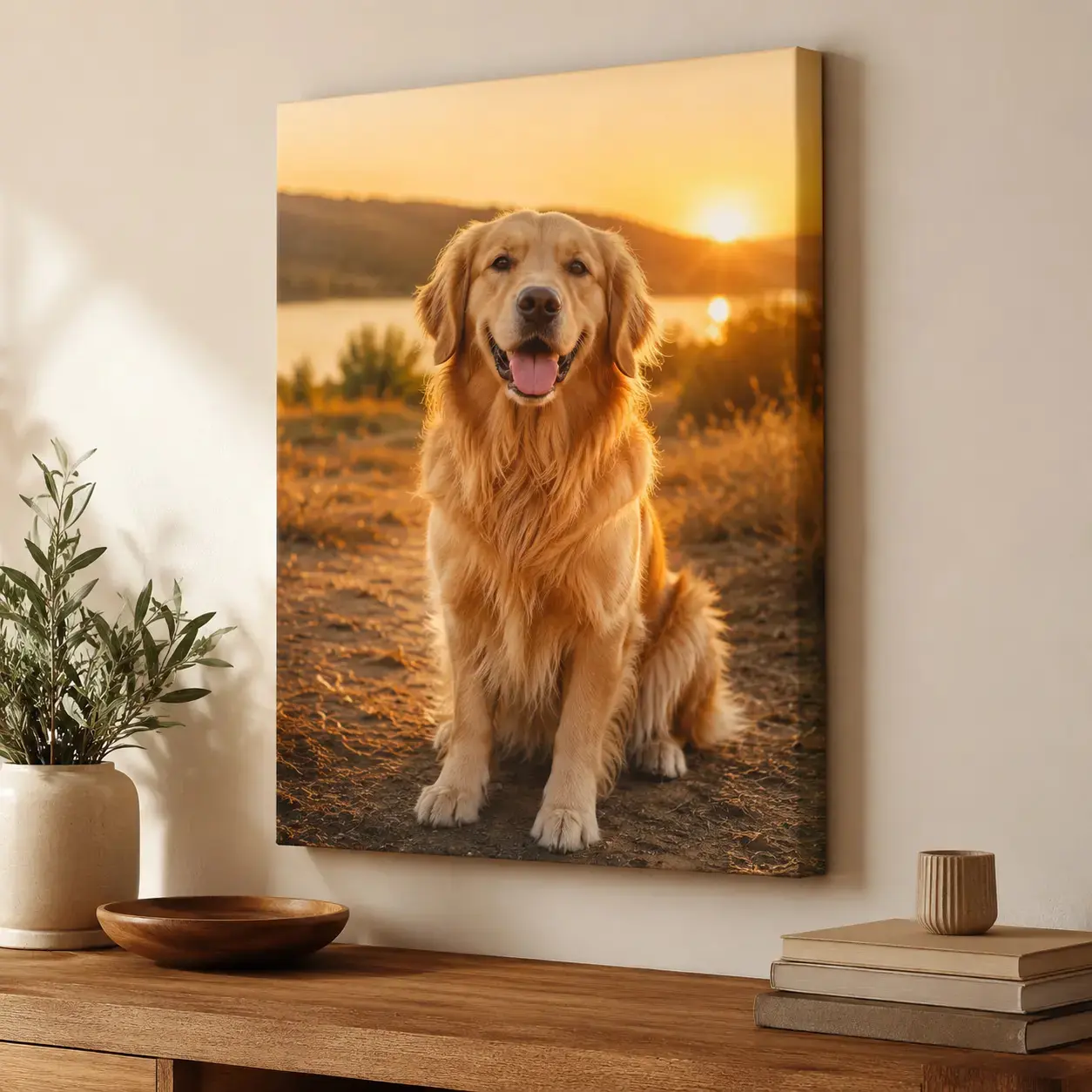 Custom Pet Dog Photo Canvas Wall Art, Personalized Puppy Portrait Picture Poster Print,  Pet Decor Poster Print, Pet Room Bedroom Living Room Entryway Wall Decor Gift, Pet Memorial Pet Lover Housewarming Present