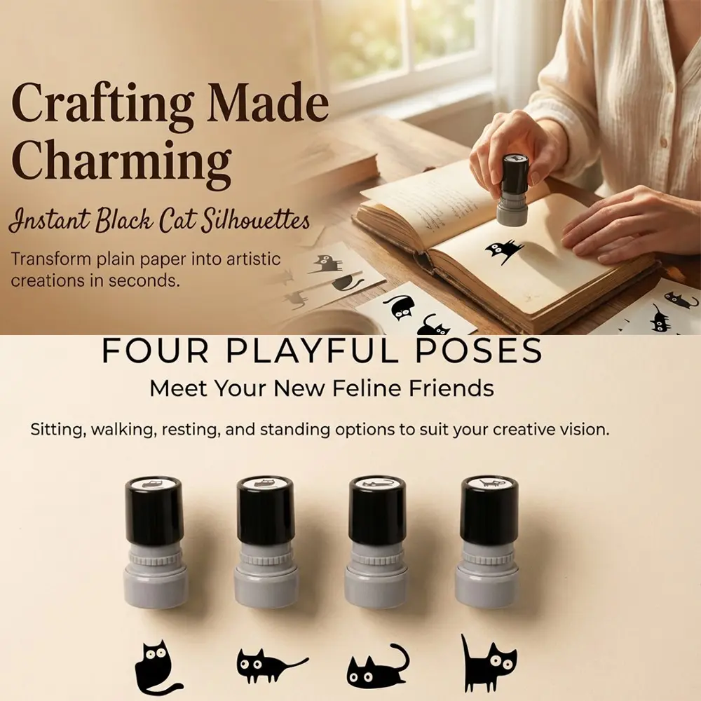 Fun Cat Stamp Set, Creative Cat Shapes Stamps, Teacher Reward Stamps, Self-Ink Design, Ideal for Handmade Crafts, Classroom Use
