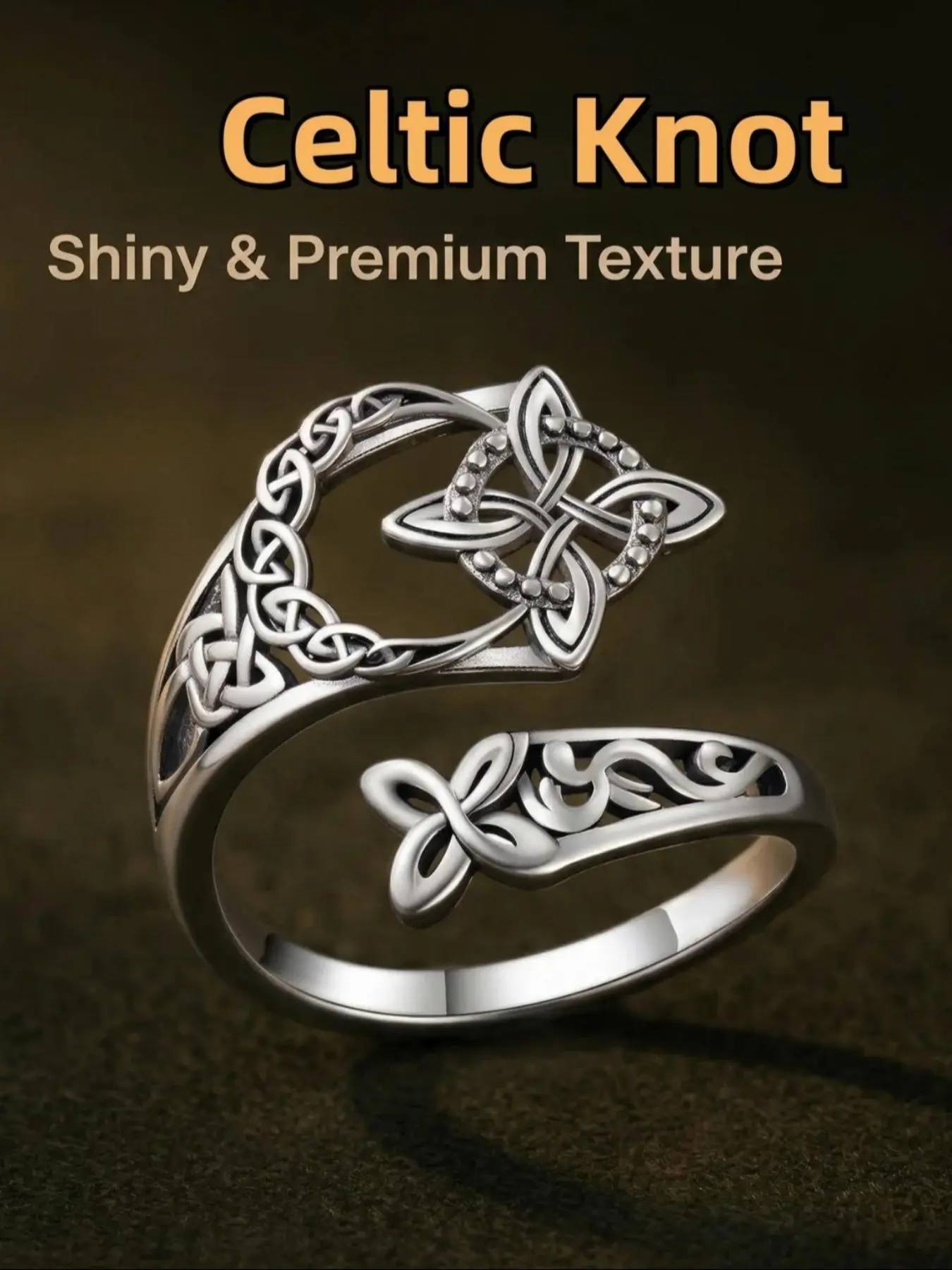Vintage Celtic Knot Luck Ring, Adjustable Witch Knot Open Ring, Hecate Ring for Rituals, Unique Retro Style, Women's Jewelry Gift, Jewelry Rings