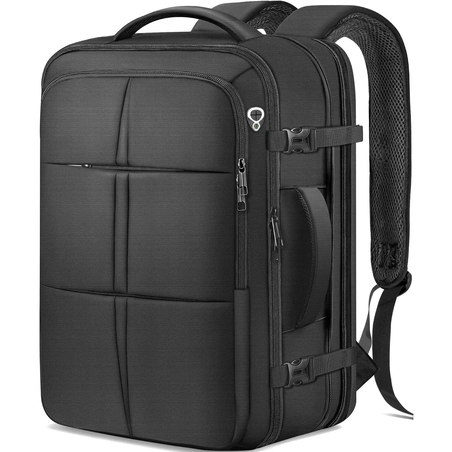 Travel Backpack For Men,  50L Flight Approved Carry  Backpack, Expandable  Business Suitcase Daypack Big Bag Fits 18.4 Inch Laptop, Black