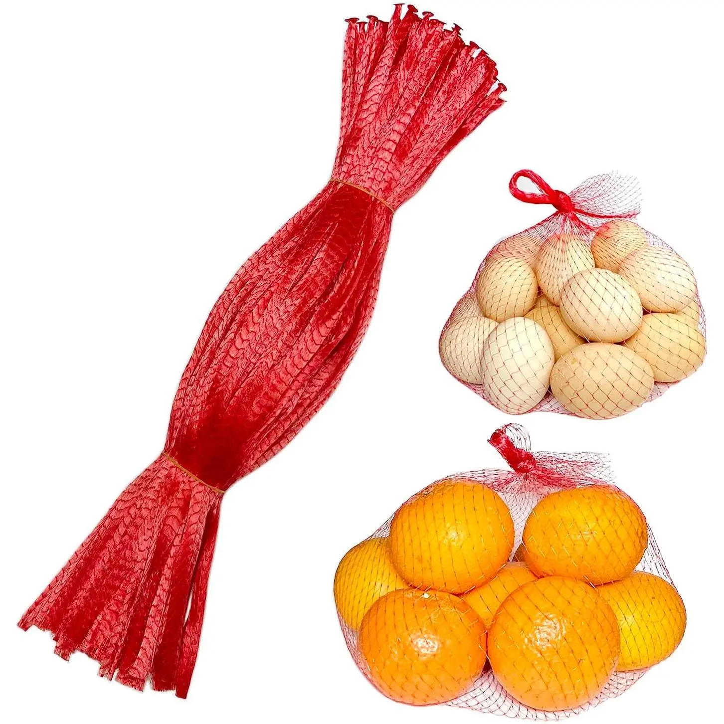 100 count  Mesh Produce Bags Nylon Netting, 20 Inch Red Seafood Bag Onion  Garlic Storage Bag