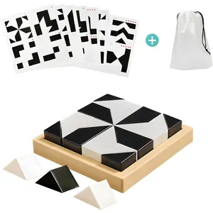 3D Hidden Blocks Puzzle, Brain Teaser Logic Game for Kids & Adults, Spatial 3D Block Puzzle with 16 ABS Pieces, Storage Tray & Challenge Booklet, Travel Puzzle Toy for Classroom Quiet Timefidget toys