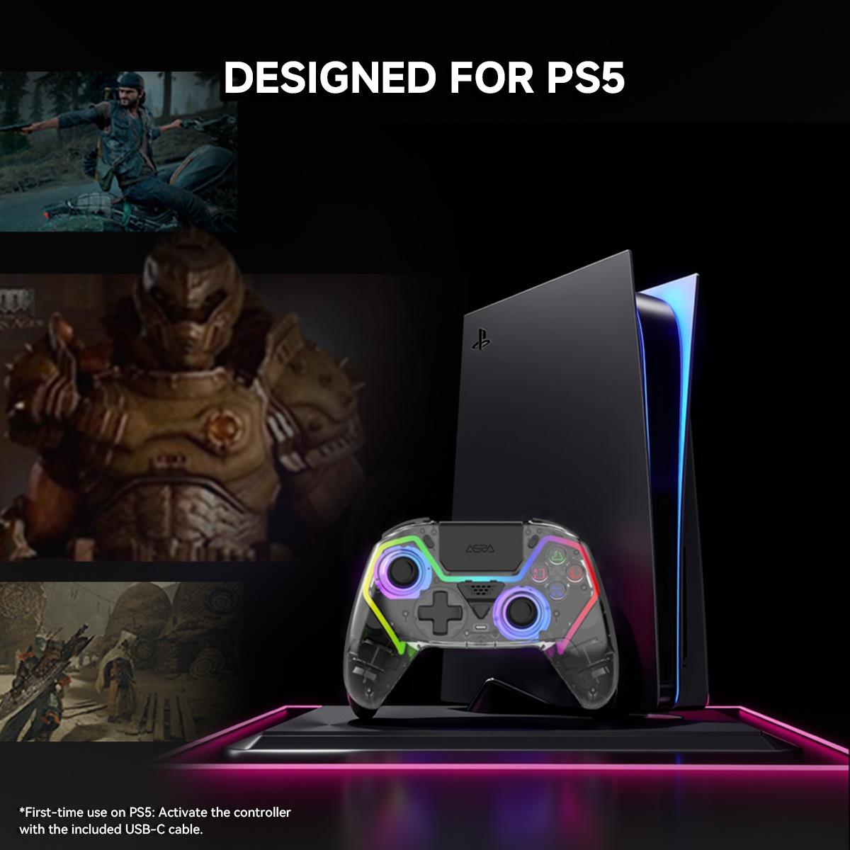 PS5 wireless bluetooth controller with RGB light macro programming Android ios/pc/steam/mac p5 gamepad Touchpad PS4 Turbo Set play vital accessories retro game console stick back lever thumbsticks grip dual vibration double Xbox Special Edition Controller