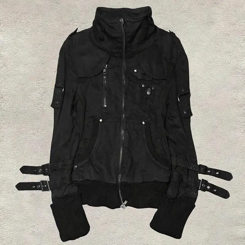 Goth Hoodies Y2k Clothing 2000s Vintage Women Punk Zipper Winter Hooded Korean Streetwear Harajuku Sweatshirts Girl Sweet Hoody