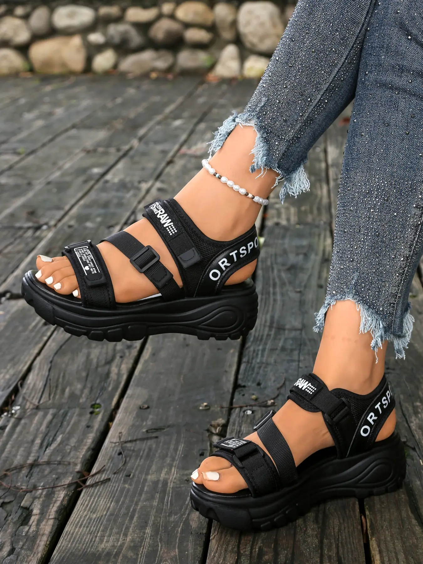 Women's Thick Sole Sport Sandals, Summer Sandals, Adjustable Buckle Webbing, Height Boosting Platform, Outdoor Beach Vacation Casual Flip Flops