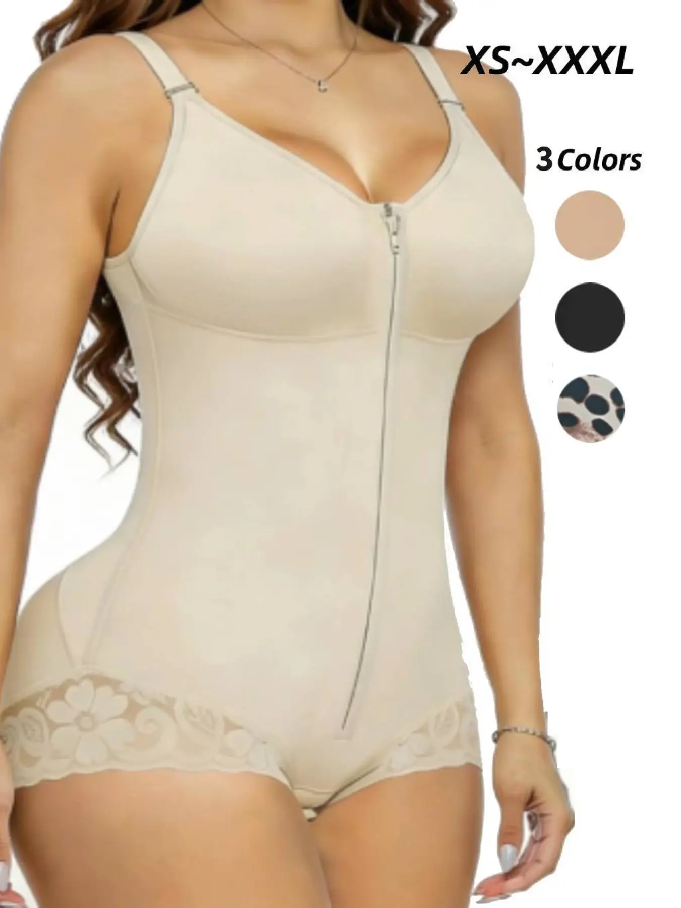 Colombian Faja Women's Hip Lift & Abdominal Control Full Body Shaper, Adjustable Straps, High Compression, Suitable for Training & Gym Exercises, Compression Body Shapewear