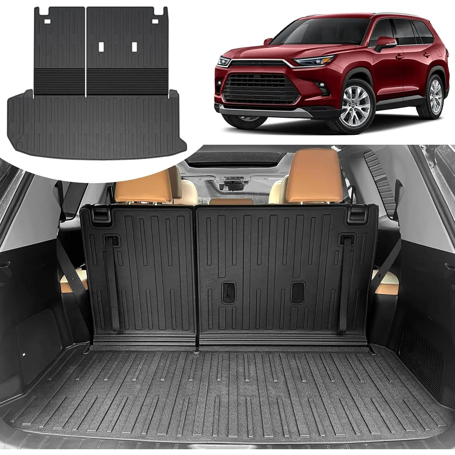 Cargo Liner for 2026 2025 2024 Grand Highlander Accessories, Cargo Mat Seat Backrest 2 in 1 Mat -Weather TPE  Seat Protector Trunk Mat for Grand Highlander Accessories