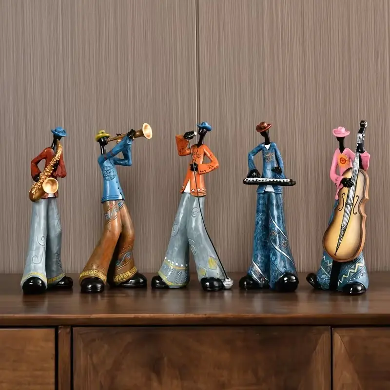 Creative Retro Band Art Sculpture, Decorative Figurine, Music Figure Decor for Living Room Bookshelf TV Cabinet Bar, Luxury Home Decoration Ornament, Resin Statue, Resin Sculptures, Decorative Ornaments