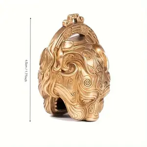 Pure Copper Lucky Tiger Head Bell - Lightweight Brass Traditional Feng Shui Door Ornaments, Portable Charm, Unique Gift for Indoor Recreation