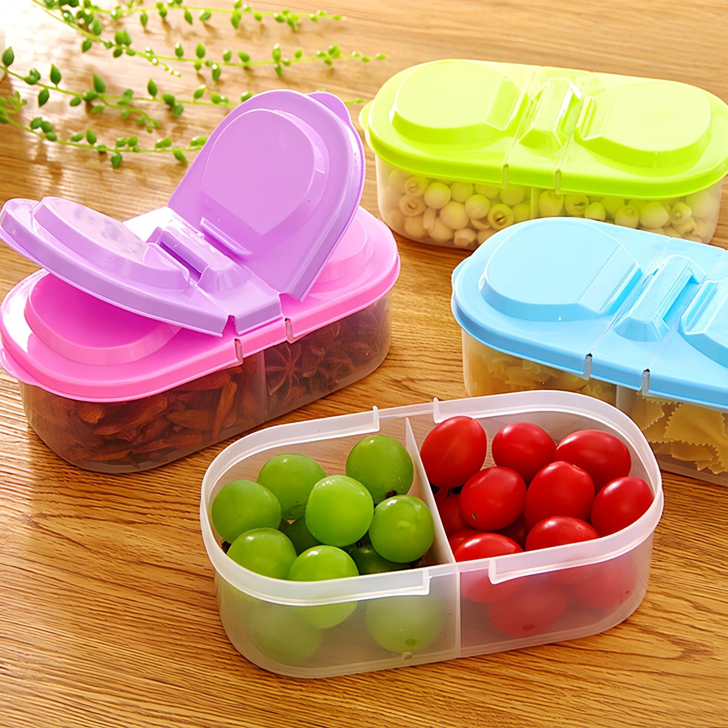 Random Color Food Storage Container with Lid, 2 Counts/set Small Storage Box, Multifunctional Organize Container for Picnic, Kitchenware Tools, Snack Container, Reusable Food Organizer, Stackable Lunch Leak Proof Container, Plastic Containers Set