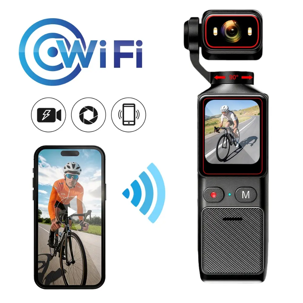 Portable 2K Ultra HD Video Recorder with 180° Rotating Lens, Handheld Stabilizer Pocket Camera, Digital Camera Recorder, Full Body Camera for Vlogging, Summer Travel & Daily Life Recording, USB Rechargeable, Black, Durable Construction, Camcorder