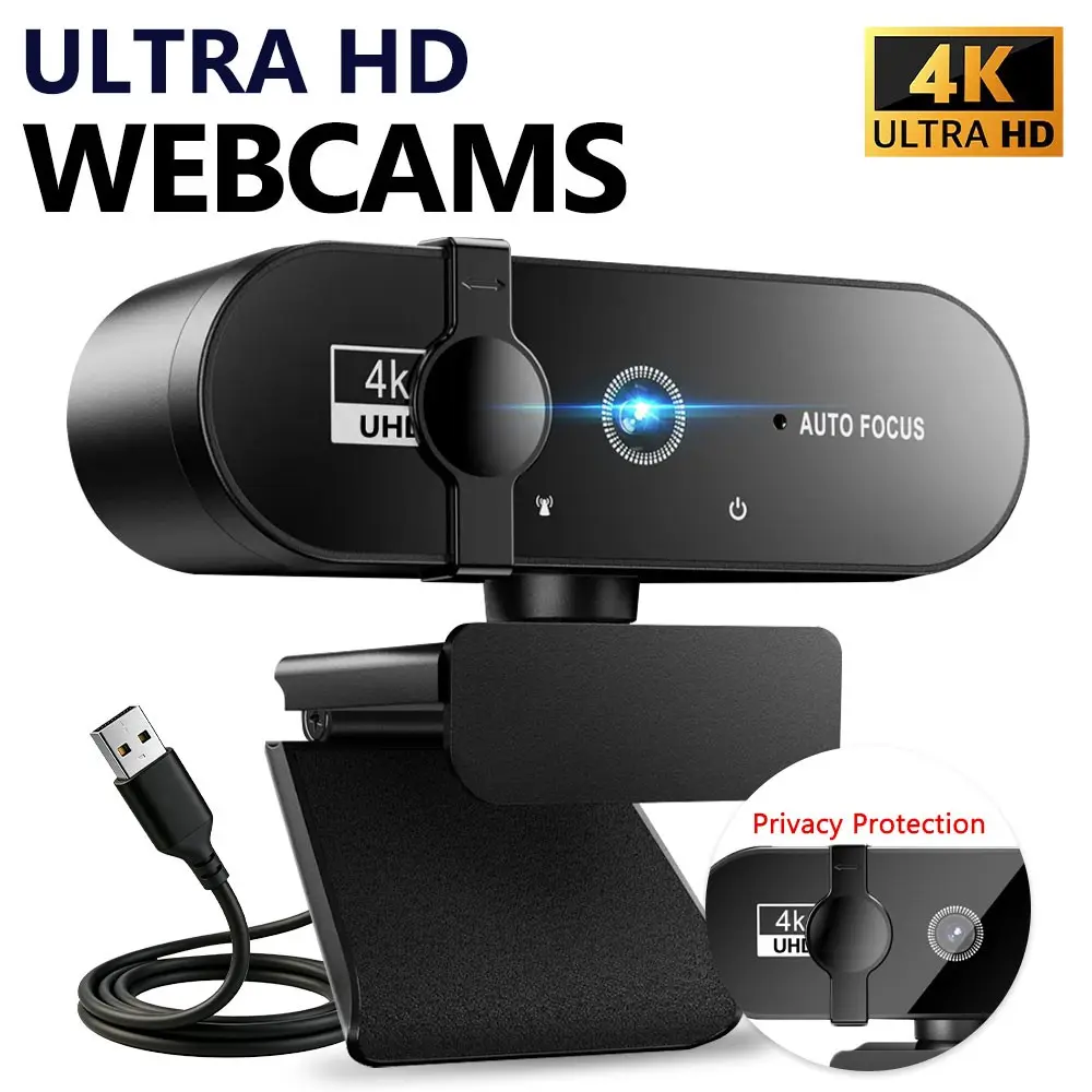 4K/2K Webcam for PC with Microphone, Computer Camera with Noise Cancellation, Privacy Cover, 110° FOV, Plug & Play USB Webcam for Streaming, Conferencing, Zoom, Skype, Facetime, Laptop, PC, Skype, Live Streaming Equipment