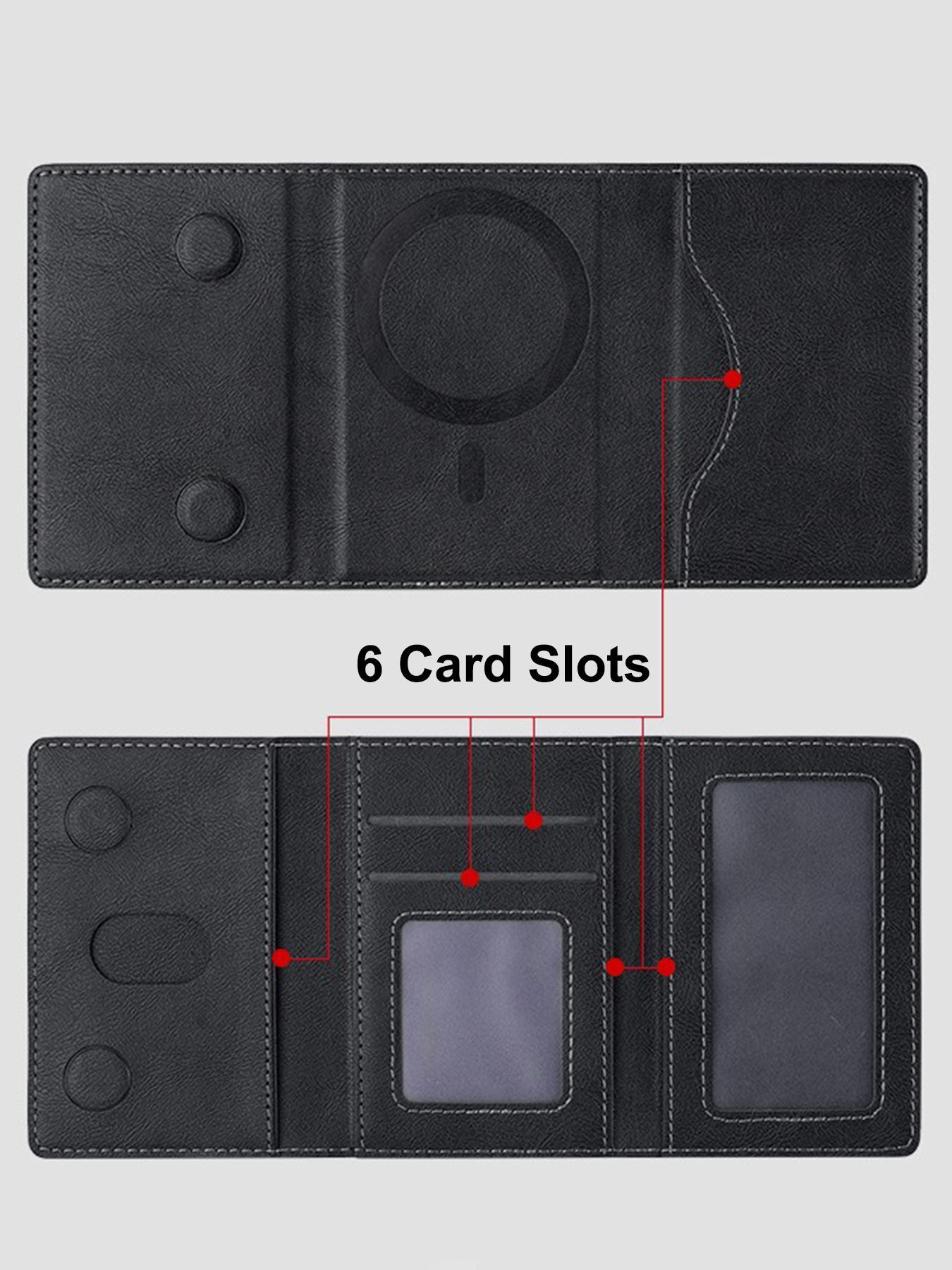 Men's Minimalist Plain Color Textured Card Holder, Casual Trendy Bifold Card Holder, Fashionable Card Case for Daily Use, Leather Card Holder, Credit Card Holder, Magnetically Attached To iphone 16 15 12 13 14 Pro Max Plus