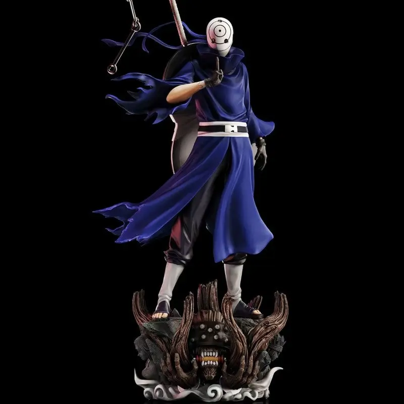 Obito Uchiha White Mask Dual Head Scene Figure 23cm, Uchiha Fan Desktop Decor, Anime Scene Model, Gift for Fans, Collectible Figure, Office Desk Accessory