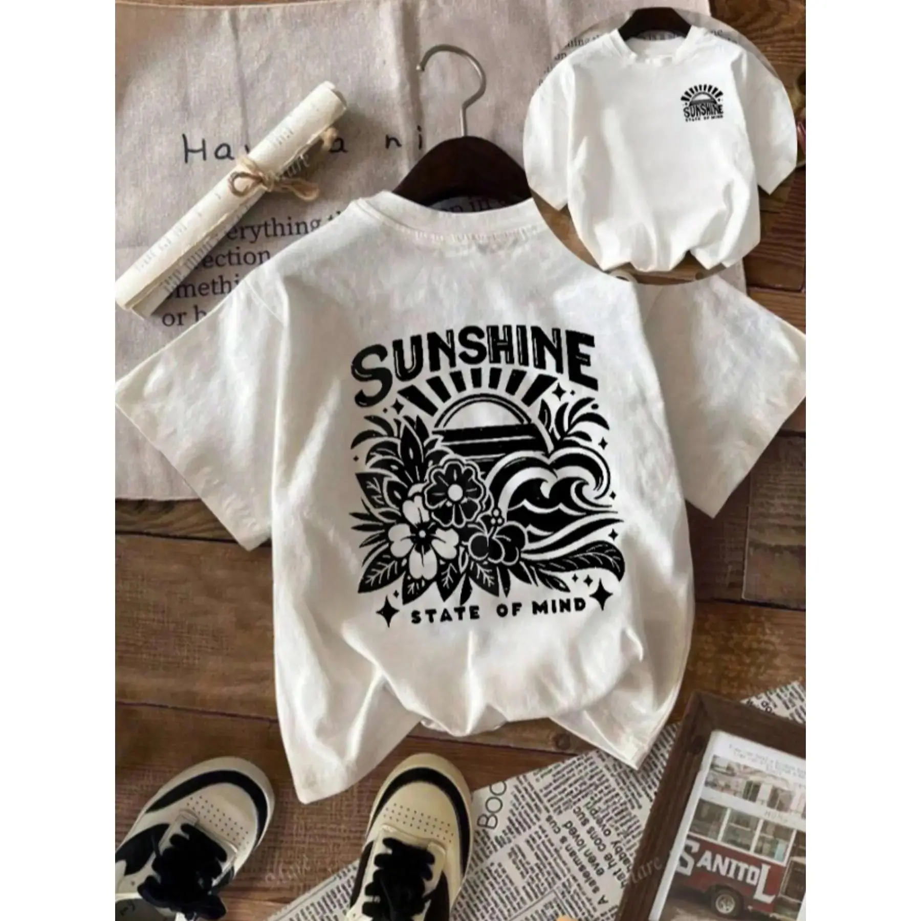 Teen Girls Summer Floral Print Loose-Fit Short Sleeve T-Shirt, Soft Comfortable Fabric, Casual Daily Wear, Essential Summer Clothing