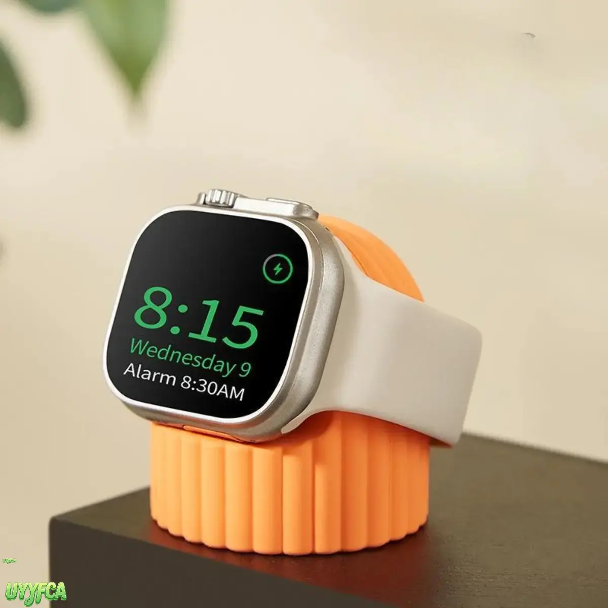 Wave Vertical Ridged Silicone Apple Watch Charging Stand, Curved Wave Textured Wireless Charging Dock Holder Compatible With All Apple Watch 1 To 8 Series, Non Slip Cable Storage Desktop Cradle For Bedroom Nightstand Office Smartwatch Accessories