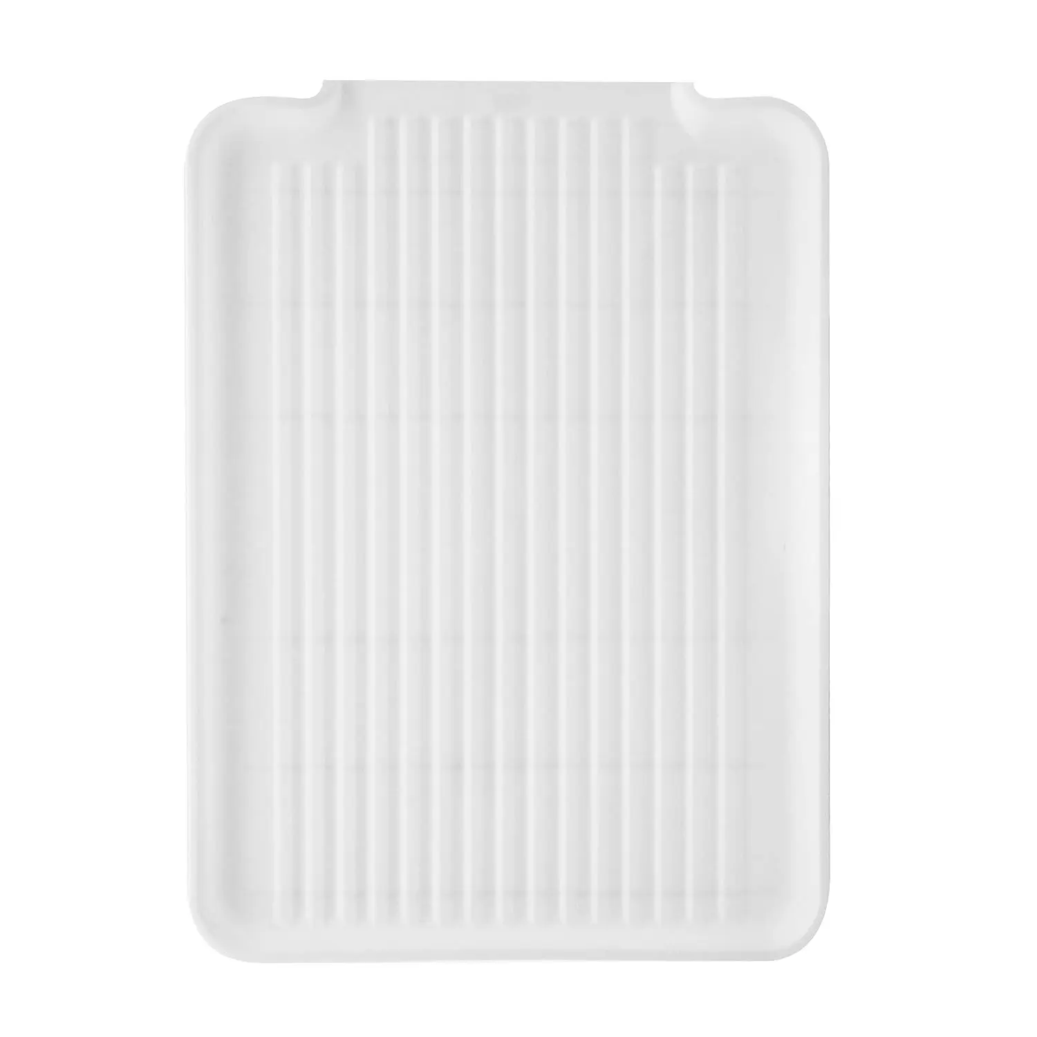 Dish Drain Board and Drying Rack Tray for Kitchen Counter, Plastic Drainboard with Raised Ridges, 12.75 x 17.25 inches - White