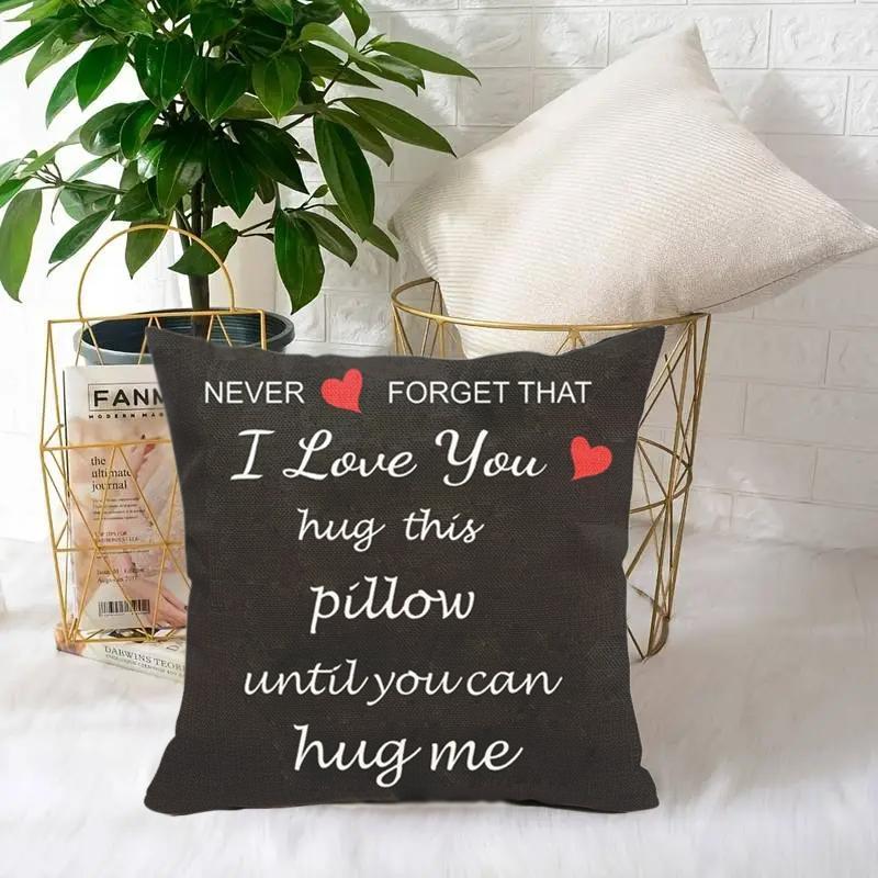Letter Print Throw Pillow Cover without Filler, Square Pillow Cover, Simple Design Cushion Cover for Home Decor, Washable Cushion Covers, Romantic Gift for Her Him