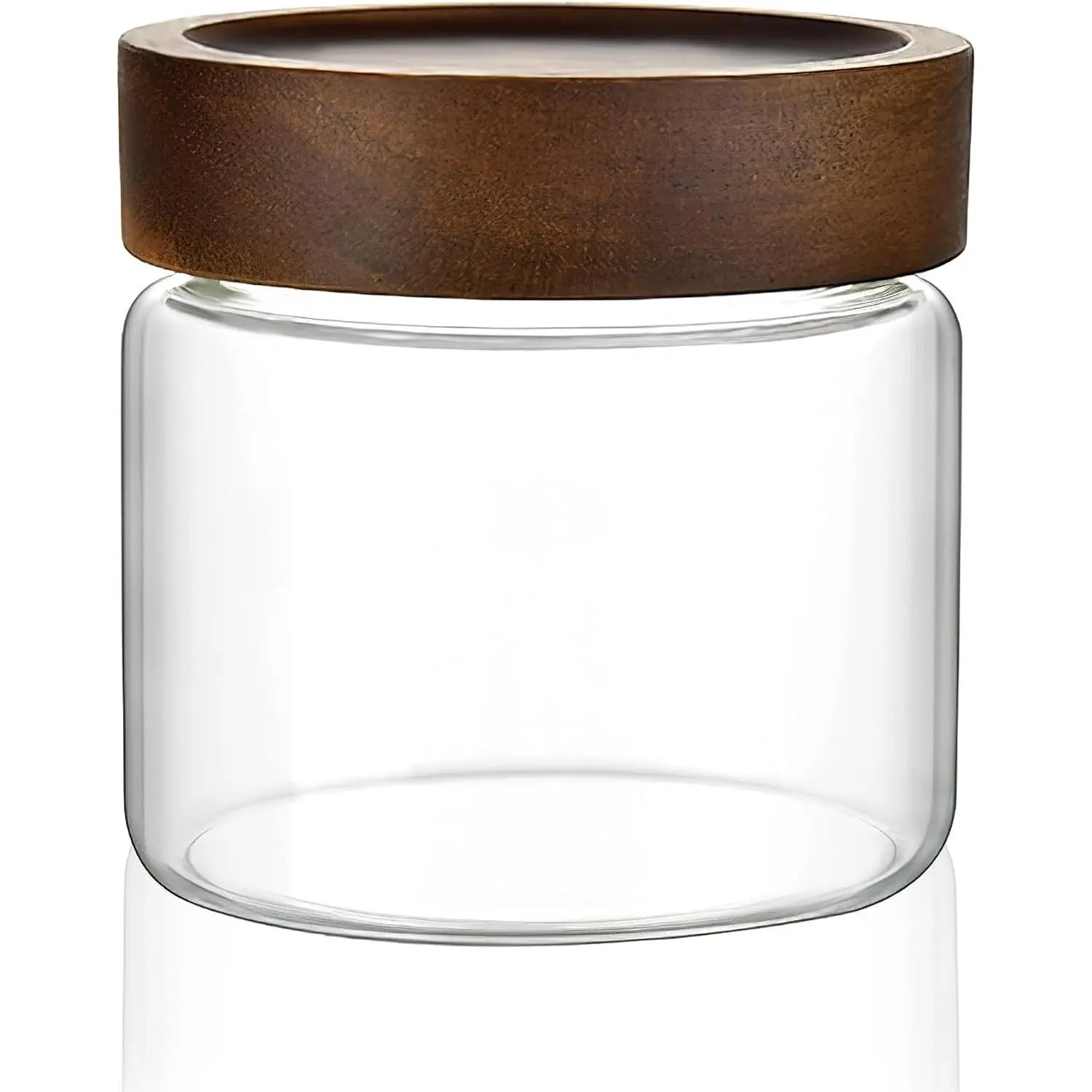 17 oz/500 ml Clear Glass Storage Canister with Airtight Wooden Screw Lid, Small Cute Decorative Glass Container Jar for Coffee,,Candy,Salt,Cookie,Condiment,Pepper,Sugar,Overnight Oatmeal
