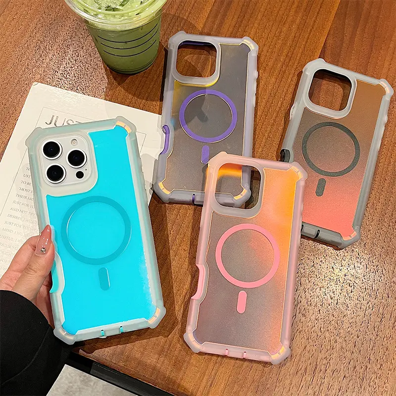 Compatible with iPhone 17PM, S26U, Pixel 10 Pro Series | Premium Electroplated Iridescent Phone Case, Practical Magnetic Design for Daily Protection HNZ0026