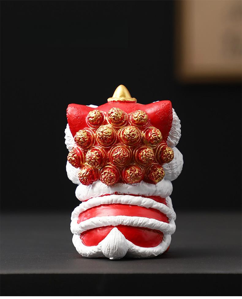Oriental Red Festive Lion Dance Figurine, Premium Minimalist Desktop Decor, Craft Art, Creative Gift, Birthday Present, Souvenir, Personal Collectible Figurine