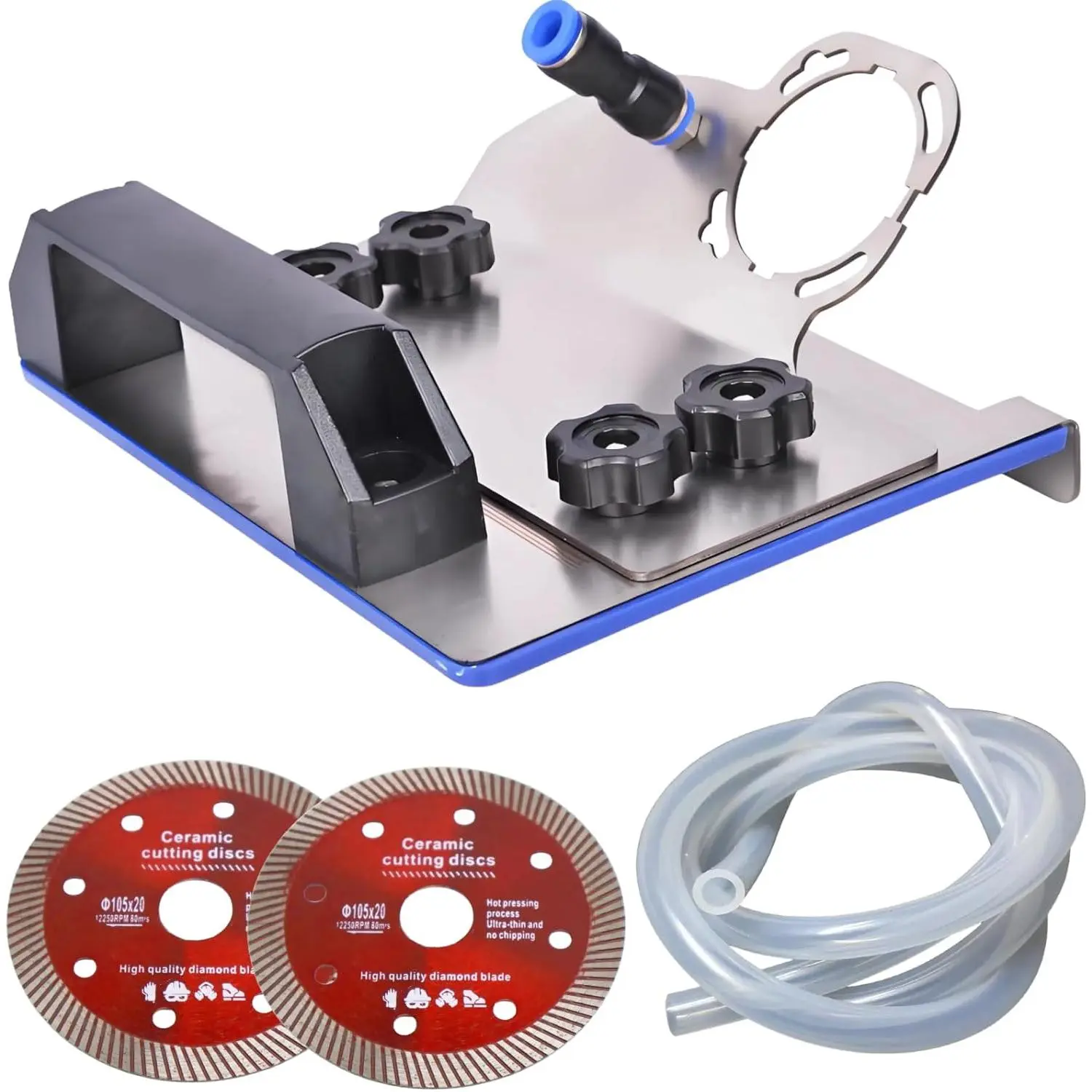 45-Degree Tile Chamfering Tool with Type 100 Angle Stand, Stainless Steel Build, Cooling System for Precise Edge Finishing on Stone, Marble, Porcelain Surfaces
