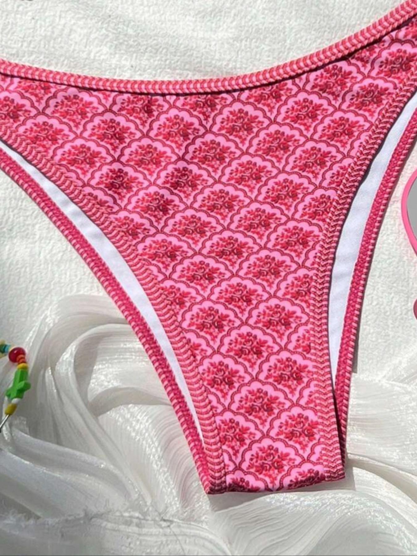 Women's Fashion Print Bikini Set, Adjustable Bikini Top, Sexy Triangle Two-Piece Swimsuit, Fitted Design for All Seasons, Stylish Swimwear for Women