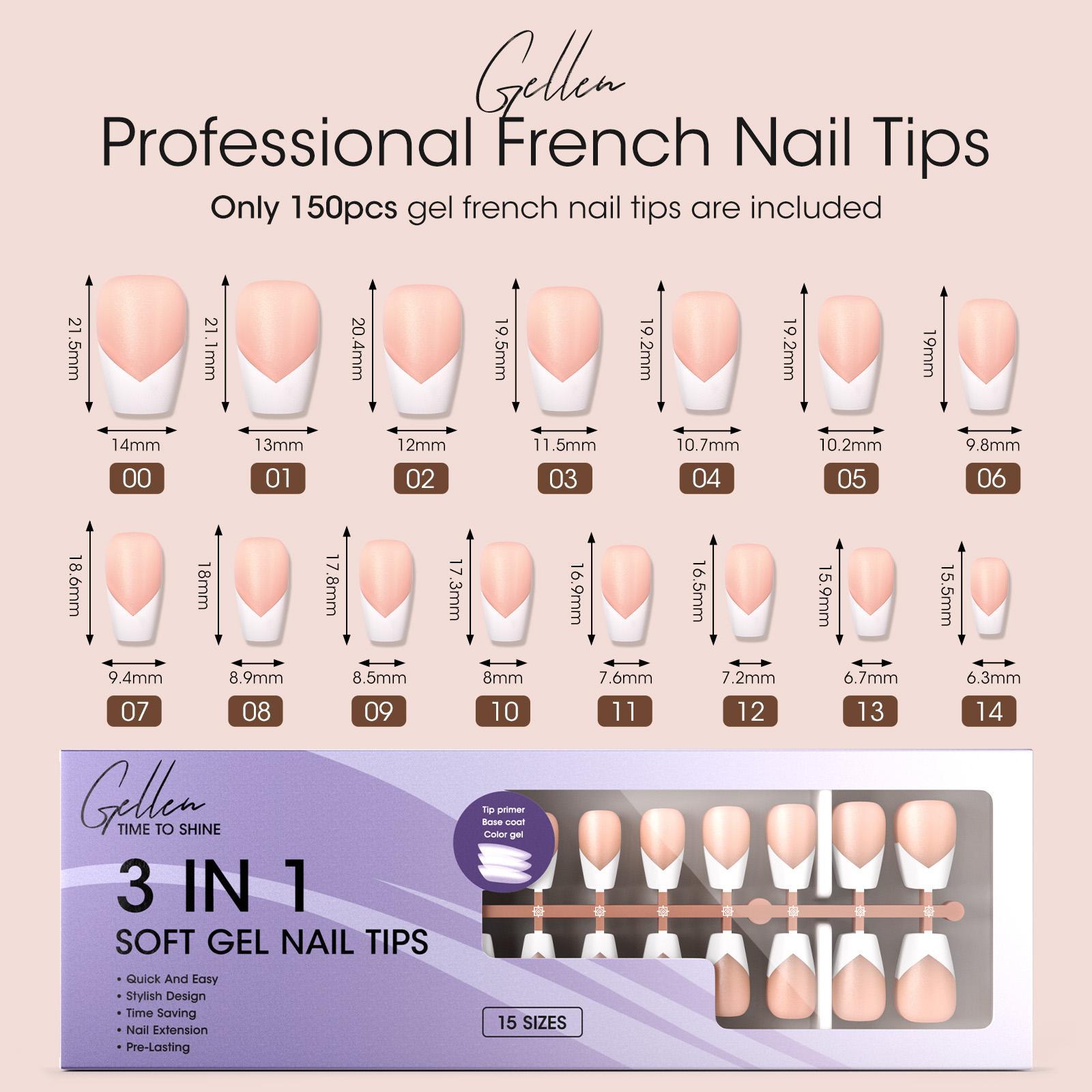 Gellen Milky Short French Tip Press-On Nails  (150pcs 15 sizes) NO glue included