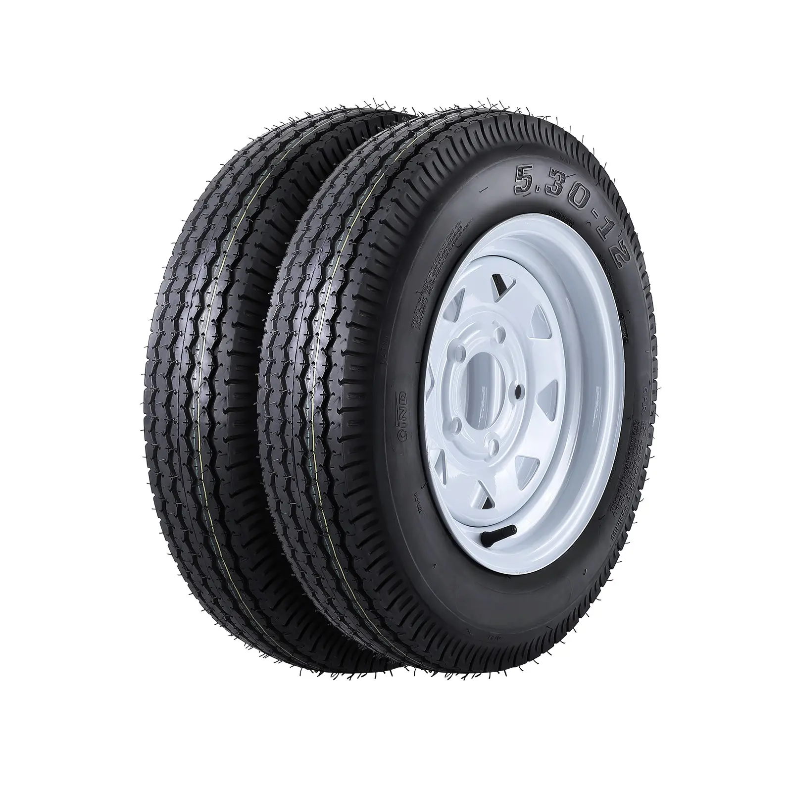 12" Trailer Tires & Rims Set – 6-Ply, Load Range C | 5-Lug 4.5" Bolt, 1050lbs Capacity | For Utility, Boat, Cargo Trailers | 5.30-12 Compatible | Heavy Duty Steel Rim, 90 PSI | Highway Safe, Durable | Replacement Wheel Assembly