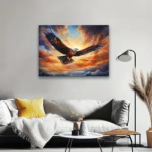 Gallery-Wrapped Canvas Print – Soaring Eagle (Wildlife/Bird Art) – Wall Art for Living Room, Bedroom, & Kitchen – Home & Office Decor – Holiday Gift for Her or Him – Available in Multiple Sizes