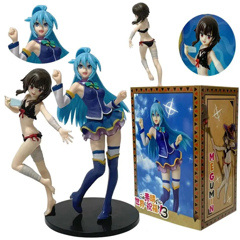 God's Blessing on This Wonderful World Season 17-18cm Megumin Aqua Figure Anime Swimsuit Beautiful Girls Model Ornaments Gifts