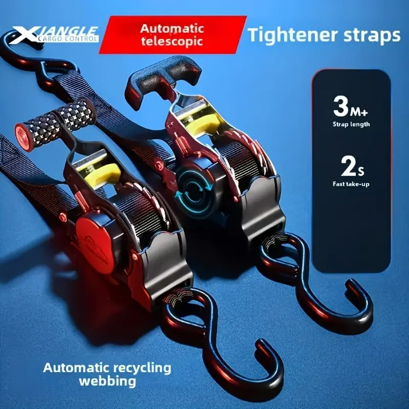 Heavy-duty automatic retractable cargo straps, no assembly required, freely retractable, perfect holiday gift