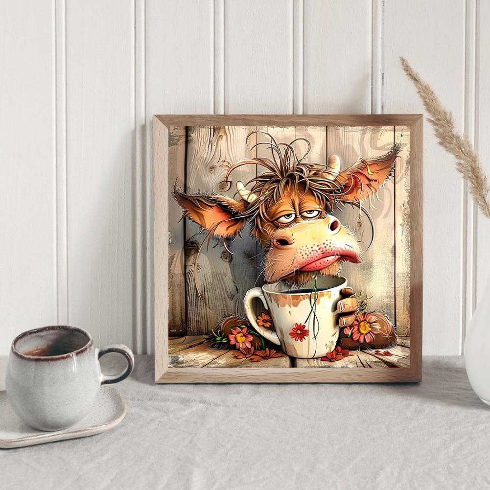 Paint By Numbers Kit On Canvas DIY Oil Art Cow Picture Home Wall Decor 30x30cm (D)
