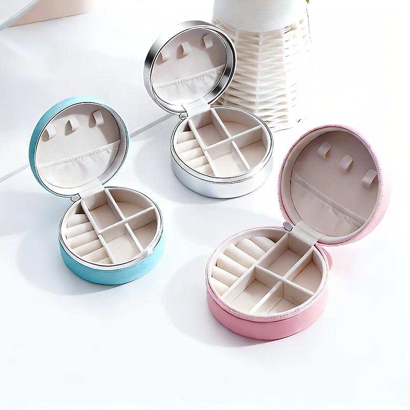 Six-piece set, round flip-top flannel lining, multifunctional storage for earrings, necklaces, and bracelets, jewelry expert, jewelry box, multifunctional storage box, jewelry box, earring box