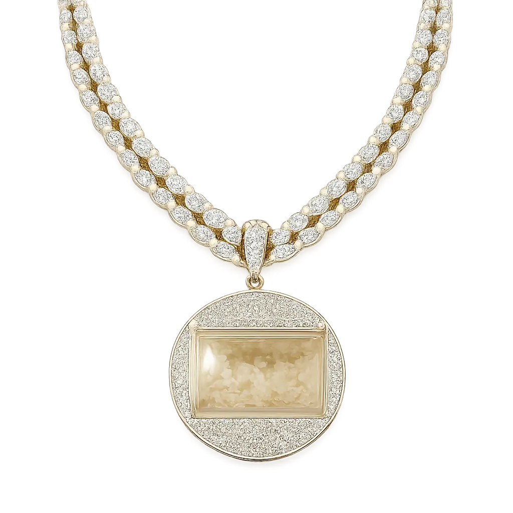 18K Gold Plated Iced Out Round Medallion Pendant Necklace for Men Double Row Pave Crystal Link Chain Hip Hop Streetwear Luxury Jewelry Gift party accessory