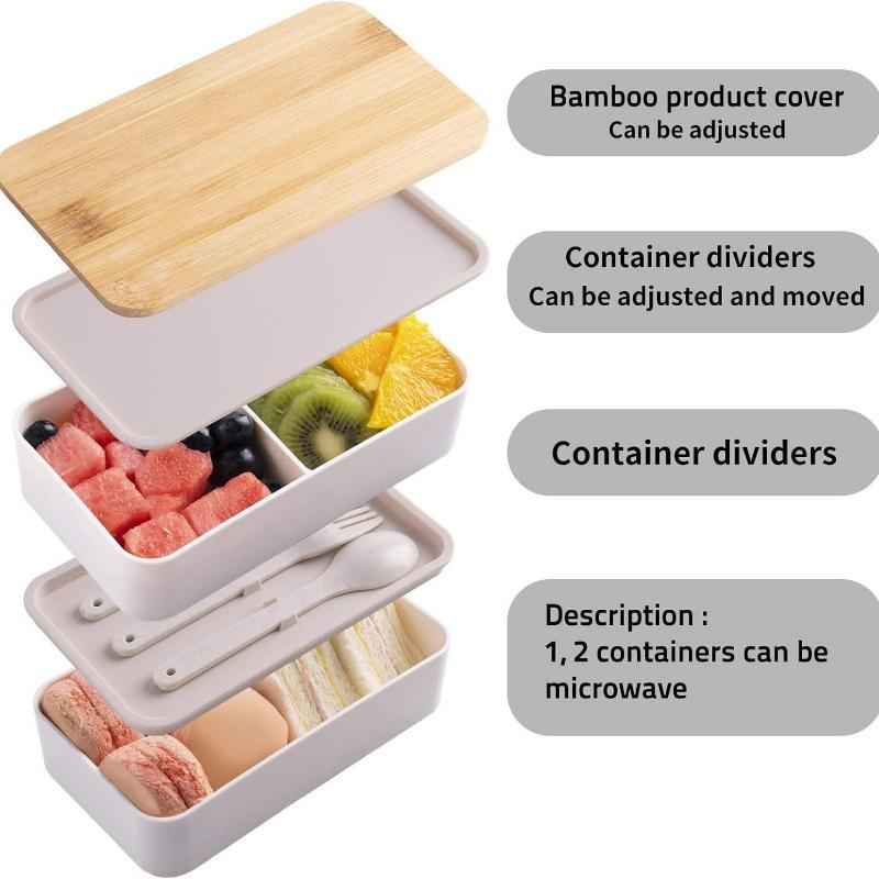 2pcs/set Japanese Style Lunch Box Set, Microwave Safe Plastic Food Containers, Large Capacity Dual Layer Insulated Bento Boxes, Reusable Meal Prep Kits, Durable Bento Box